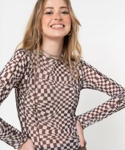 Minga London Distorted Check Mesh Top
