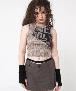 Minga London Ellie Brown Cargo Mini Skirt