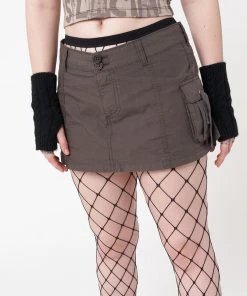 Minga London Ellie Brown Cargo Mini Skirt