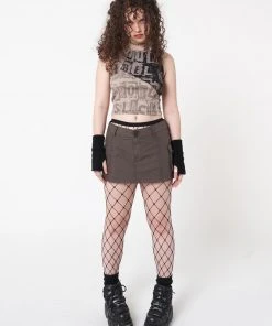 Minga London Ellie Brown Cargo Mini Skirt