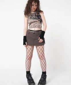 Minga London Ellie Brown Cargo Mini Skirt