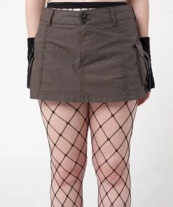 Minga London Ellie Brown Cargo Mini Skirt