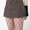 Minga London Ellie Brown Cargo Mini Skirt
