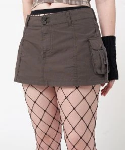 Minga London Ellie Brown Cargo Mini Skirt