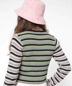 Minga London Fantasy Stripes Knit Ribbed Top