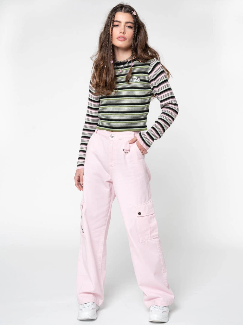 Minga London Fantasy Stripes Knit Ribbed Top