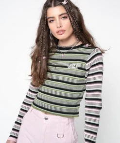 Minga London Fantasy Stripes Knit Ribbed Top