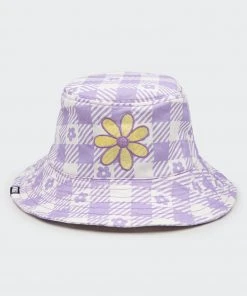 Minga London Clothing Floral Gingham Lilac Bucket Hat