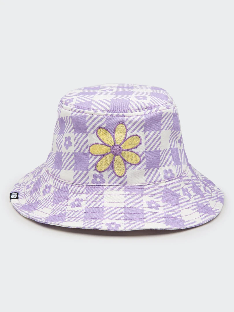 Minga London Clothing Floral Gingham Lilac Bucket Hat