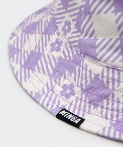 Minga London Clothing Floral Gingham Lilac Bucket Hat