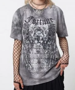 Minga London Fortune Wings Grey Tie Dye T-Shirt
