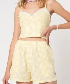 Minga London Maisie Yellow Gingham Boxer Shorts Clothing
