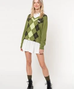 Minga London Green Shades Argyle Knitted Jumper Clothing