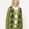 Minga London Green Shades Argyle Knitted Jumper Clothing
