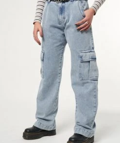 Minga London Clothing Acid Blue Cargo Jeans