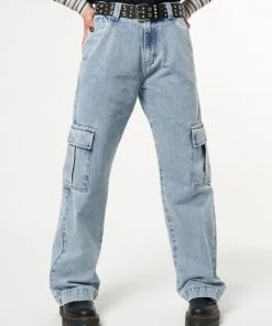 Minga London Clothing Acid Blue Cargo Jeans