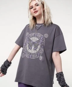 Minga London Ancient Butterfly Charcoal Grey T-shirt