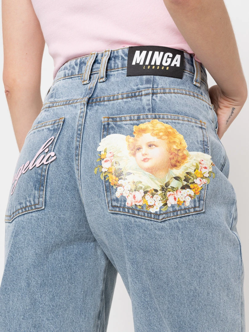 Minga London Angelic Dad Jeans In Light Blue