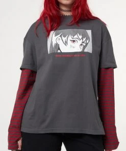 Minga London Anime Striped Oversized Long Sleeve T-shirt