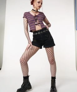 Minga London Astral Black Embroidered Denim Mom Shorts Most Wanted