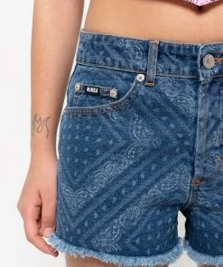 Minga London Bandana Indigo Denim Shorts