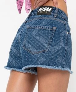 Minga London Bandana Indigo Denim Shorts