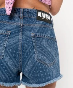 Minga London Bandana Indigo Denim Shorts