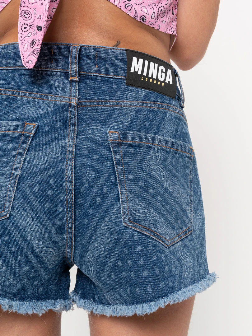 Minga London Bandana Indigo Denim Shorts