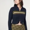 Minga London Clothing Bella Double Zip Striped Rib Cardigan