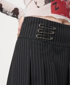 Minga London Clothing Pinstripe Pleated Mini Skirt