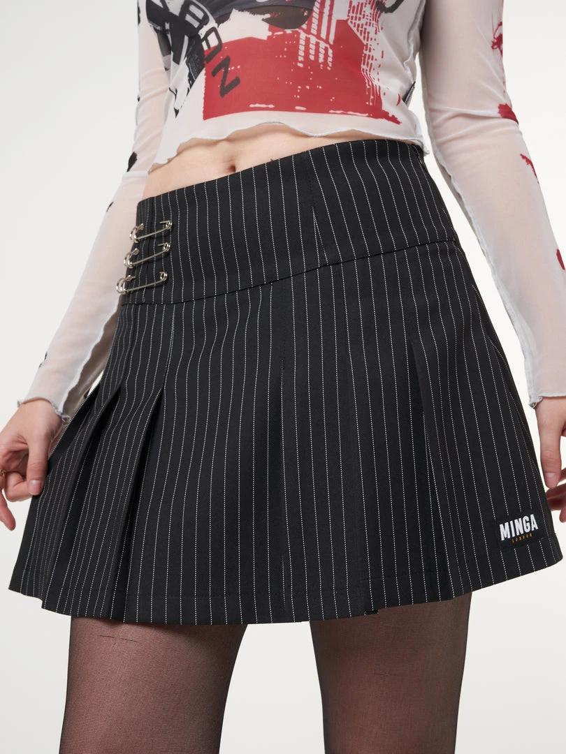 Minga London Clothing Pinstripe Pleated Mini Skirt