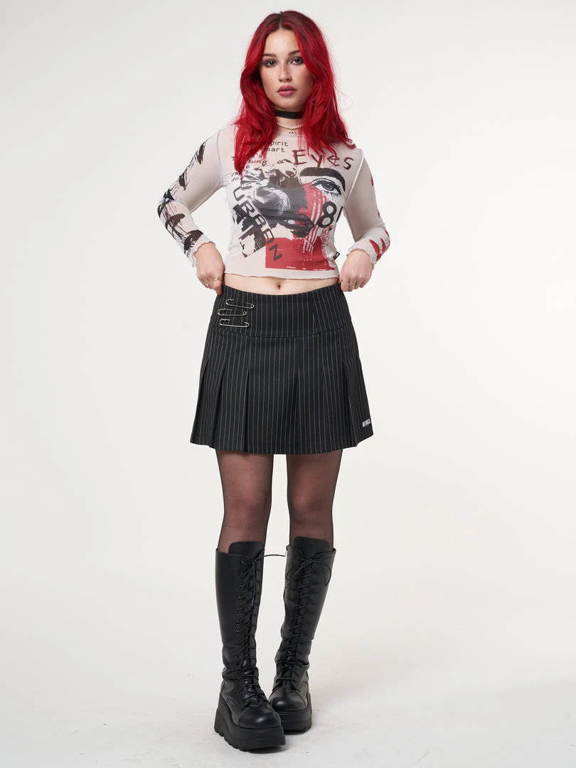 Minga London Clothing Pinstripe Pleated Mini Skirt