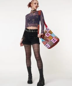 Minga London Most Wanted Cosmos Purple Mesh Crop Top