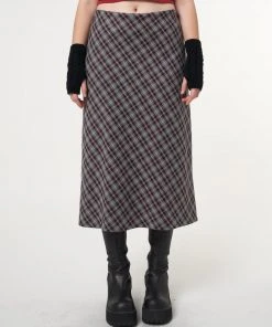 Minga London Courtney Plaid Midi Skirt Clothing