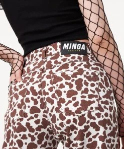Minga London Cow Print Parallel Jeans Clothing