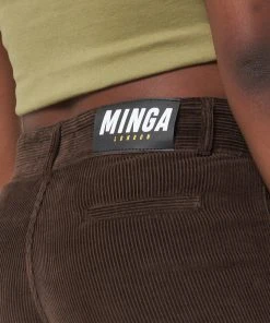 Minga London Clothing Dark Brown Front Pocket Corduroy Flare Pants