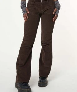 Minga London Clothing Dark Brown Front Pocket Corduroy Flare Pants