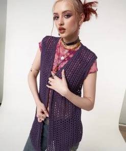 Minga London Elfie Tie Front Knit Sleveless Cardigan Clothing