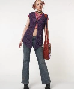 Minga London Elfie Tie Front Knit Sleveless Cardigan Clothing