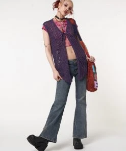 Minga London Elfie Tie Front Knit Sleveless Cardigan Clothing