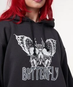 Minga London Clothing Evil Butterfly Black Hoodie