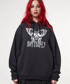 Minga London Clothing Evil Butterfly Black Hoodie