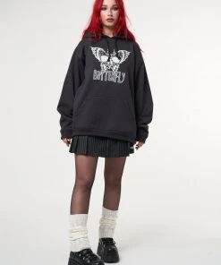 Minga London Clothing Evil Butterfly Black Hoodie
