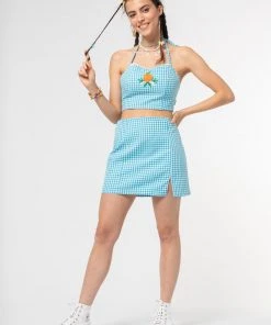 Minga London Flora Gingham Mini Skirt Clothing