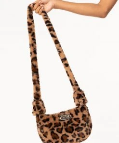 Minga London Clothing Fluffy Leopard Print Crossbody Bag