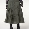 Minga London Foggy Green Ruffle Lace Maxi Skirt