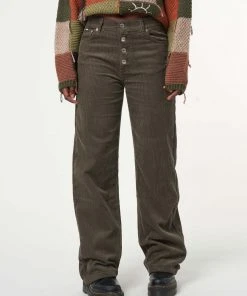 Minga London Forest Green Corduroy Straight Leg Pants Clothing