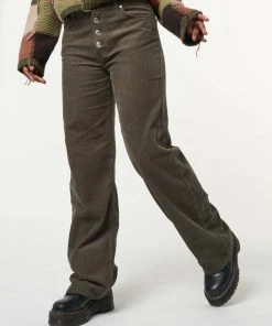 Minga London Forest Green Corduroy Straight Leg Pants Clothing