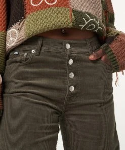 Minga London Forest Green Corduroy Straight Leg Pants Clothing