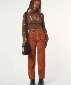 Minga London Clothing Free Spirit Embroidered Corduroy Pants
